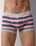 Yarn-Dye Strip New Style Men's Boxer Short Underwear with Bottom