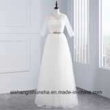 Elegant Tulle Floor Length Regular Half Sleeves Wedding Dress