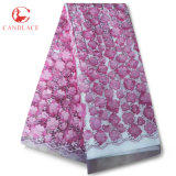 High Quality Candlace Flower Embroidered Netting Mesh Lace Fabric