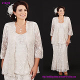 Three Pieces Full Lace Mother of The Bride Dresses with Plus Size Scoop Neck