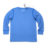 Light Blue Merino Wool Children's Thermal Underwear Set for Winter