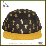 Custom Pineapple Printing Suede Brim Plain Blank 5 Panel Hat