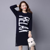 Two Colors Women's Long Style Pullover Knitting Apparel, Sweater