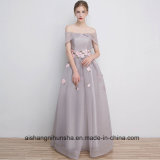 Women Flower Boat Neck Sexy Evening Party Prom Dress