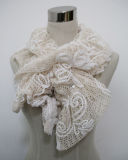 Lady Fashion Polyester Lace Scarf with Acrylic Diamonds