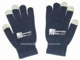 China Factory Produce Custom Logo Printed Black Acrylic Knitted Touch Screen Gloves