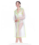 New Women Packable Lightweight Transparent EVA Rain Jacket Poncho Raincoat