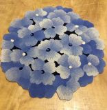 Fine Wool Carpet of Blue Flower-Leaves