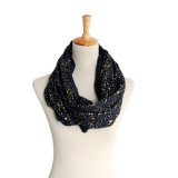 Women's Gold Siver Foil Printing Spring Autumn Summer Woven Scaf Snood Loop (SW133)