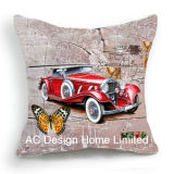 Antique Square Old Car Design Decor Fabric Cushion W/Filling