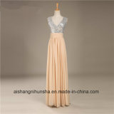 Women Chiffon Sequin V-Neck Sexy Backless Evening Party Prom Dress