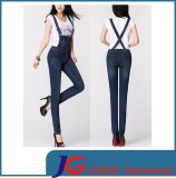 Dark Blue Buddy Suspender Skinny Jeans Women Clothes (JC1300)