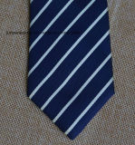 Poly Woven Navy and White Striped Necktie for Men