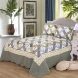 Customized Prewashed Durable Comfy Bedding Quilted 3-Piece Bedspread Coverlet Set Green Puzzle