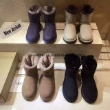 Winter Wedge Shoes Sheepskin Boots for Women in Black