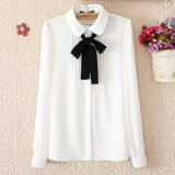 Long Sleeve Chiffon Shirt College Wind White Shirt for Women Lady Shirt 