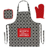 Cotton Kitchen Three-Piece Set (apron+heat proof mat+oven glove)
