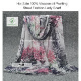 2017 Hot Sale 100% Viscose Oil Painting Shawl Fashion Lady Scarf