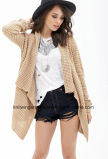 Irregular Shawl Collar Long Sleeve Knitted Sweater Cardigan (W18-226)