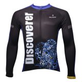 Blue Leopard Long Sleeve Breathable Cycling Jersey for Man