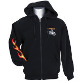 Men's Polyester Fleece Hooded Jacket with Embroidery
