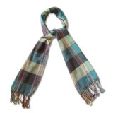 Ladies Fashion 100% Wool Knit Scarf in Check Pattern (YKY4047)