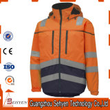 Hi-Vis Safety Reflective Waterproof and Windproof Jacket with Hoody