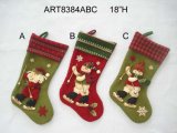 Skating Santa Snowman Stocking with Knitted Cuffs 3asst