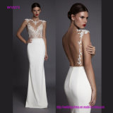 Sexy Open Back Luxurious Transparent Lace Sleeveless Wedding Dress