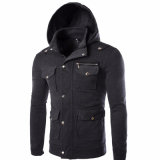 Men's Pockets Zip-up High Quality Coat Solid Outwear Jacket Hoody