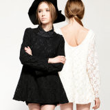 New Style A-Line Long Sleeves Cotton Lace Dress