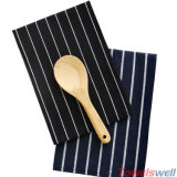 Black Cotton Checked Stripe Kitchen Tea Towel