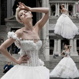 One Shoulder Ball Gowns Lace Applique Wedding Bridal Dresse Z2003