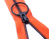 Metal Zipper with Orange Tape and Circle Puller/Top Quality