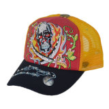 Custom Orange Embroidery Snapback Mesh 5 Panel Trucker Cap