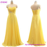 Fashion Clothes Wholesale Romantic Evening Dress One Shoulder Gowns Yellow Formal Gown Dress