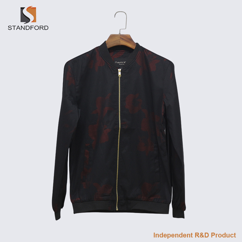 Men's Windproof Jacket Plus-Size Light Jacket Hooded Print Jacket