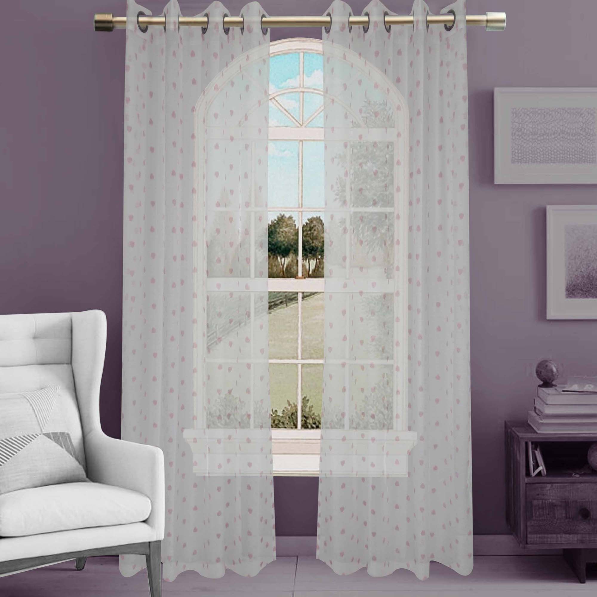 White Color Jacquard Sheer Grommet Window Curtain