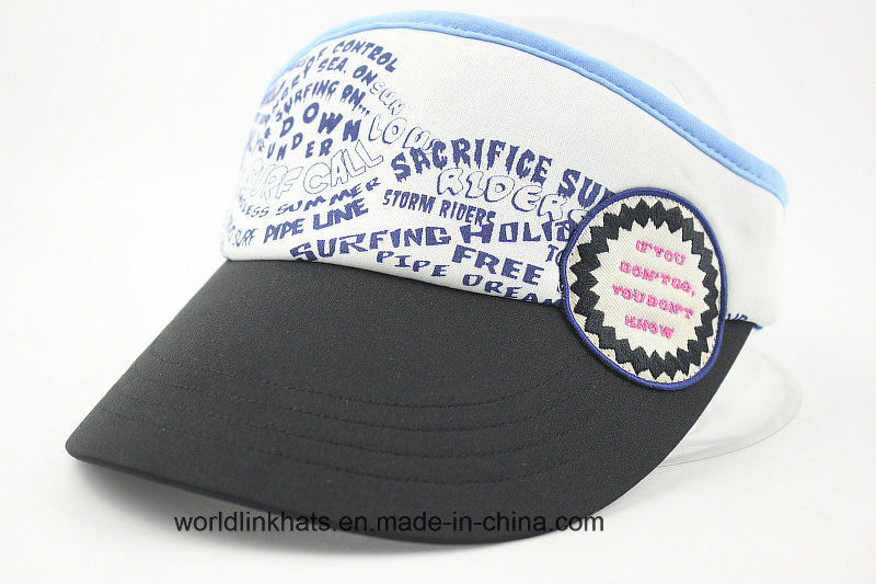 Airmesh Screen Print Golf Cap with Woven Patch Sun Visor Cap