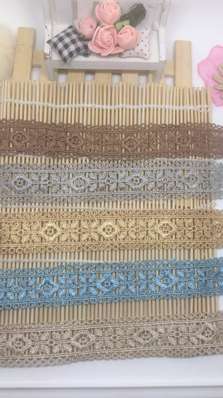 Factory Stock Wholesale 3.5cm Width Embroidery Polyester Lace Nylon Trimming Lace for Apparel Decorations & Home Textiles & Curtains Accessory