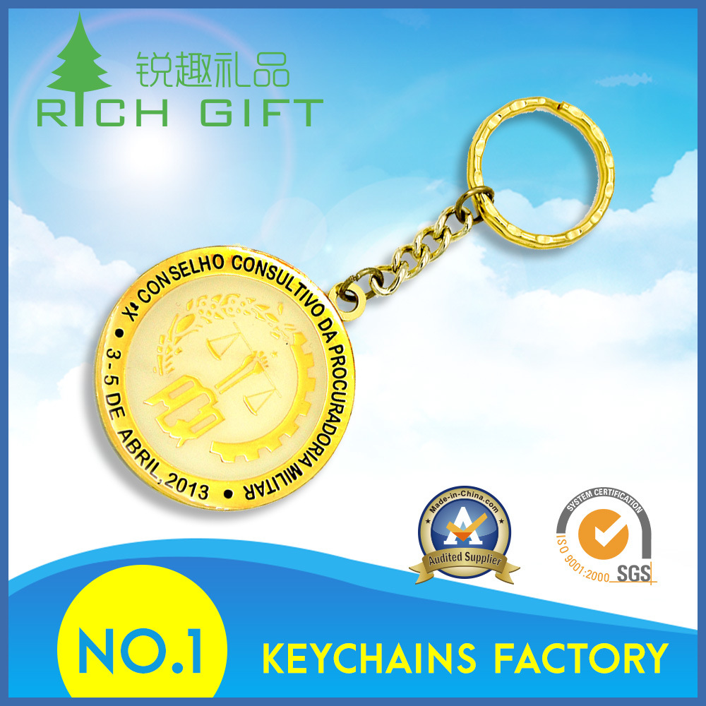 Accepted Custom Metal Keychain with Gold Keyring for Wholesale