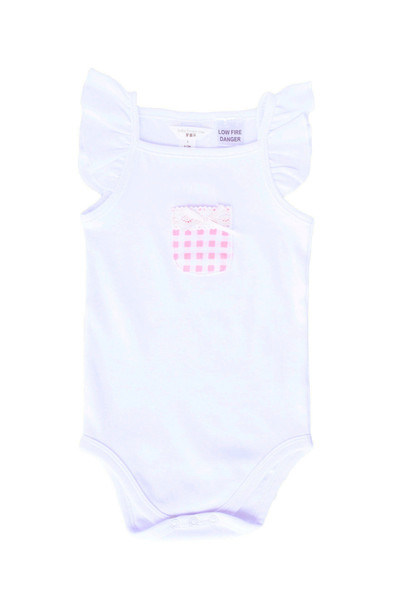 White Lace Girls Baby Wear Baby Bodysuit with Pocket