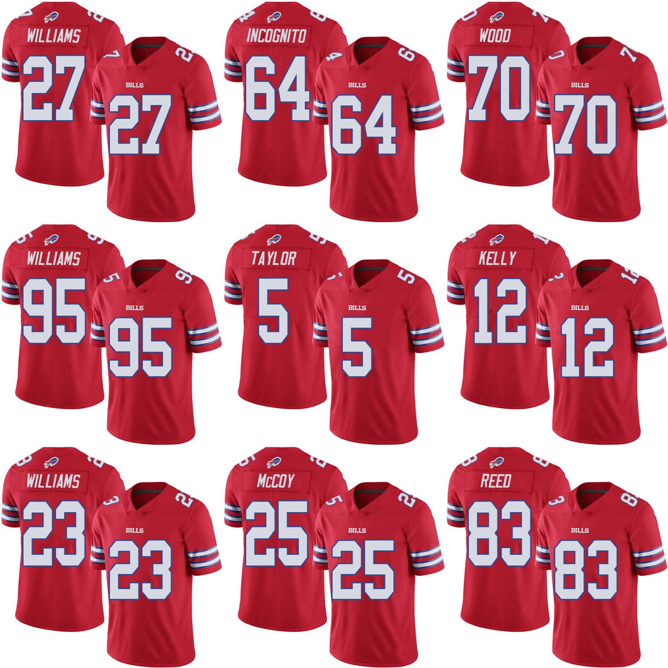 Buffalo Tyrod Taylor Jim Kelly Aaron Williams Customized Football Jerseys