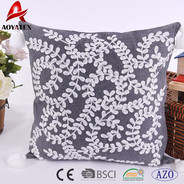 Wholesale Linnet Plain Chain Stitch Embroidery Macrame Cushion