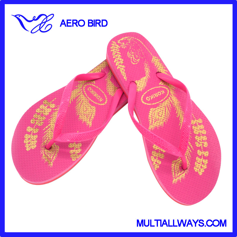 Summer Casual Girl PE Slipper with Gloden Printing