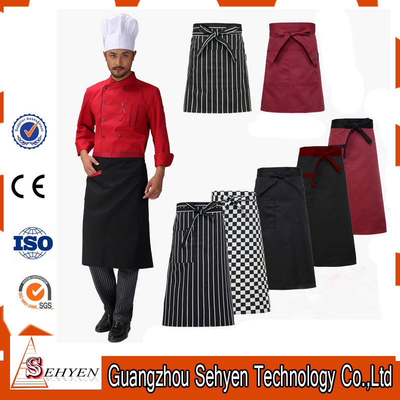 Printed Black Cotton Bar Waist Apron with Custom Logo