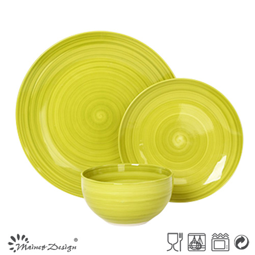 18PCS Lemon Yellow Stoneware Dinner Set with Hand Painted