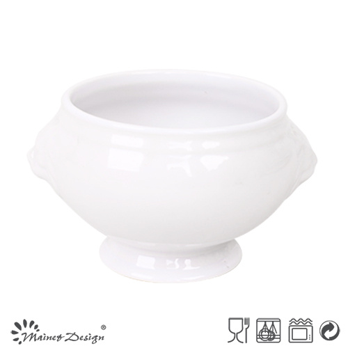 1500ml Ceramic Lion Header White Solid Glaze Mug
