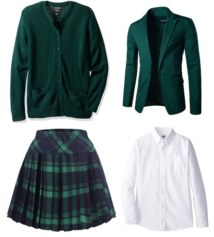 OEM Blazer/Skirt/Cardigan/Shirt Custom Dark Green School Uniforms