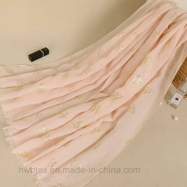 Pashmina Swallow Hot Stamping Printed Large Lady Scarf (HQ05)